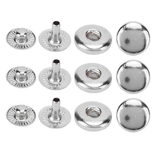 Druckknöpfe-Set, Leder-Druckknöpfe, 200 Stück, 8 mm, starkes Kupfer, exquisiter Glanz, weit verbreitete Leder-Druckknöpfe für Kleidung, Taschen, Leder (Silber) von Syrisora