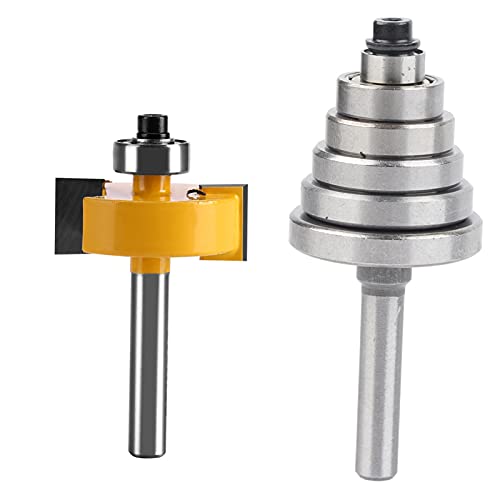 Router Bit 1/2H - 1/4 Shank Rabbet Router Bit with 7 Bearings Set for Solid Wood Particle Board Plywood von Syrisora