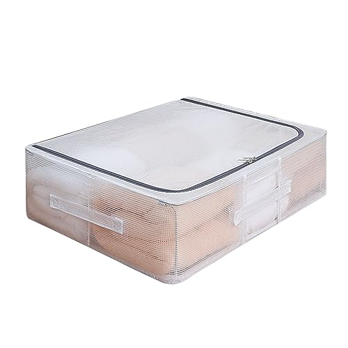 Syrisora Aufbewahrungsboxen, transparenter Netzstoff, Kleider-Organizer mit Deckel, großes Fassungsvermögen, feuchtigkeitsbeständig, für Schlafzimmer (Unterbett-Typ, 30 l, 50 x 40 x 15 cm) von Syrisora