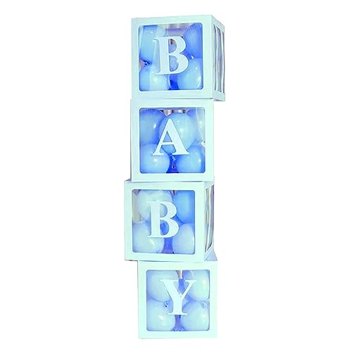 Syrisora ​​Babyboxen, Vielseitig Einsetzbar, Wiederverwendbar, Leicht, Exquisit, Transparent, Babyparty-Box, Dekoration mit Buchstaben Hochzeit (Blau) von Syrisora