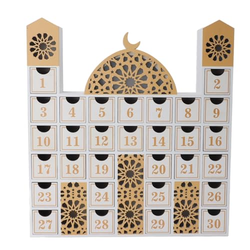 Syrisora LED beleuchteter Ramadan Countdown-Kalender aus Holz mit Schubladen, Adventskalender für Eid-Feier, perfekte Ramadan-Dekoration (JM01507) von Syrisora