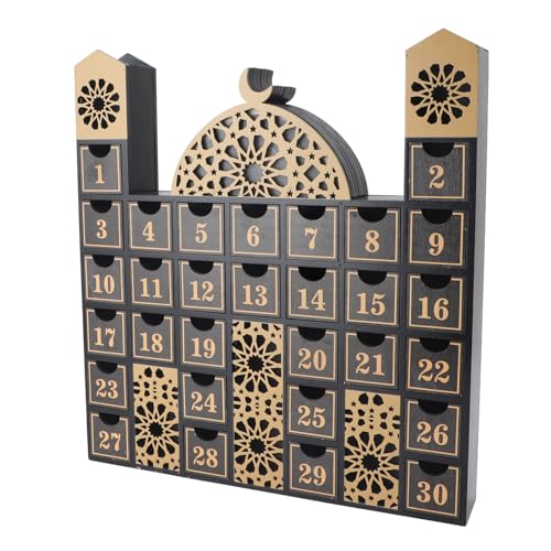 Syrisora LED beleuchteter Ramadan-Countdown-Kalender aus Holz mit Schubladen, Adventskalender für Eid-Feier, perfekte Ramadan-Dekoration (JM01508) von Syrisora