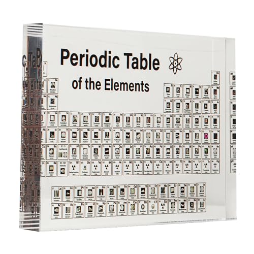 Syrisora Periodensystem mit echten Elementen im Inneren, transparentes Acryl, ergonomisch, echtes chemisches Element, Periodensystem für Klassenzimmer von Syrisora