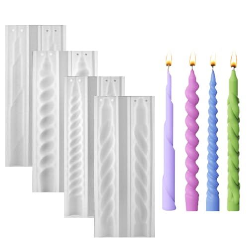 Syunyin Kerzenformen zum Gießen, Spiral Kerzen Formen Silikon Stumpenkerzen Kerzenform 3D DIY Kerzen Gießen formen Set Silikonformen für Kerzenherstellung (4) von Syunyin