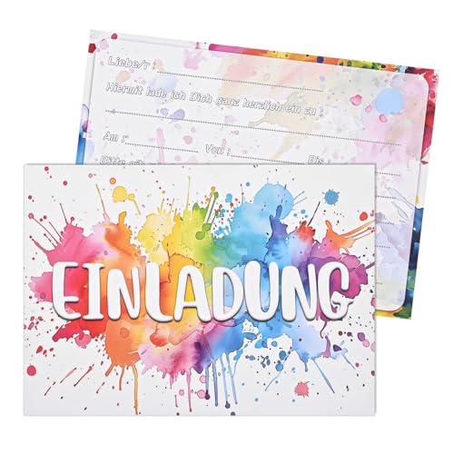 Szaboviktoria 12 Stück Einladungskarten | Einladungskarte mit Aquarellmuster | Aquarell-Graffiti-Stil | einladungskarte|Größe：150mmx108mm | Papiergewicht ：350 g/m² |einladungskarten kunst von Szaboviktoria