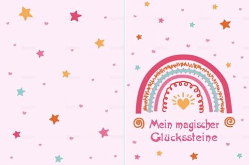 12er Glückssteine für Kinder, Kindergeburtstag Mitgebsel mit Edelsteine Jutesäckchen und Magische Steine Kärtchen, Give Away für Taufe Kommunion Hochzeit oder Wichtelgeschenk, Glücksbringer Kinder (C) von Szhhrxi