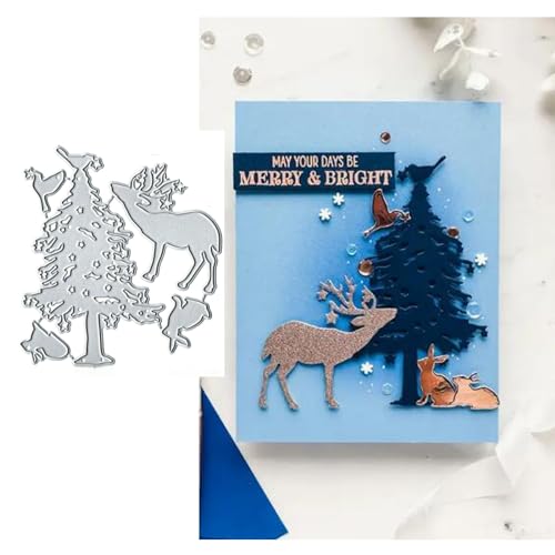 Metall-Stanzformen, Motiv: Weihnachtssternenwald, Winter, Motiv: Frohe Weihnachtsbaum, Hirsch, Kaninchen, Stanzschablonen, Stanzschablonen, DIY, Scrapbooking, Prägepapier, Party, Hochzeit, von Sznilindm