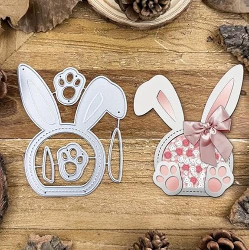 Metall-Stanzformen "Happy Easter", Hase, Motiv: Frühlings-Sonnenblumen-Rahmen, Blätter, Stanzschablonen für Bastelarbeiten, Scrapbooking, Alben, Papierschablonen für Kartenherstellung von Sznilindm