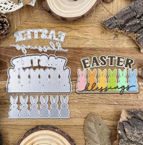 Metall-Stanzformen "Happy Easter", Hase, Segen, Frühlings-Sonnenblumen-Rahmen, Blätter, Stanzschablonen für Bastelarbeiten, Scrapbooking, Alben, Papierschablonen für Kartenherstellung von Sznilindm