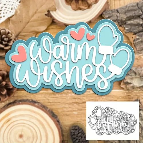 Metall-Stanzformen mit Aufschrift "Christmas Warm Wishes", Motiv: Frühlings-Sonnenblumen, Blätter, Stanzschablonen für Bastelarbeiten, Scrapbooking, Alben, Prägepapier-Stanzformen für von Sznilindm