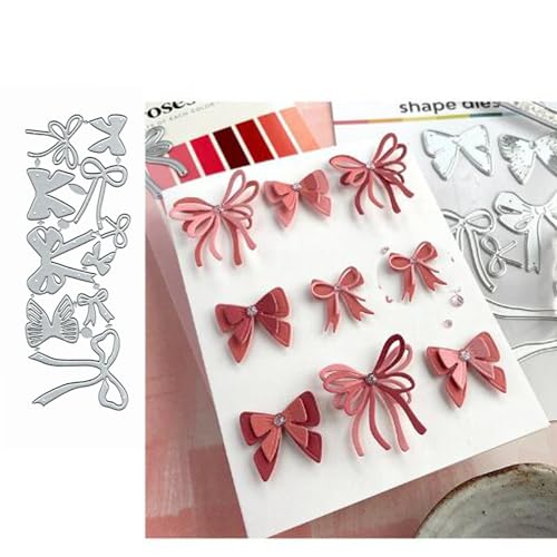 Sznilindm 10 x Blumen-Schleifen-Stanzformen Metall-Stanzformen Merry Christams Schleifen Fliege Verpackung Tasche Stanzschablonen DIY Scrapbooking dekoratives Prägepapier Scrapbooking Sznilindm-001 von Sznilindm