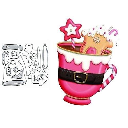 Metall-Stanzformen mit Weihnachtsschneeflocken-Motiv, Motiv: Frohe Weihnachten, Schneeflocke, Tasse, Stanzschablonen, DIY, Scrapbooking, dekorative Prägung, Papier, Scrapbooking, Kartenherstellung von Sznilindm