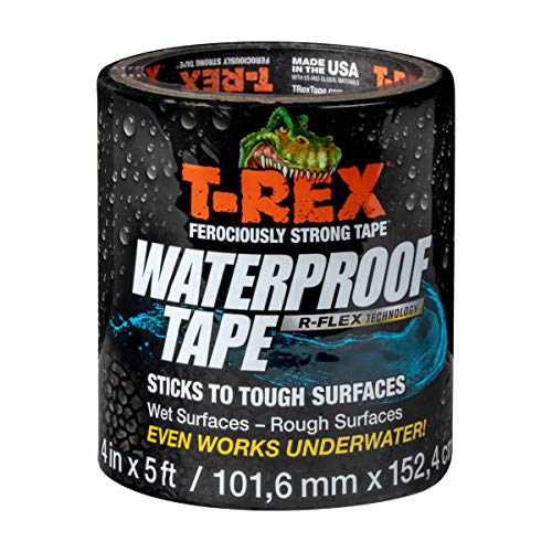 T-Rex Größe des wasserdichten Klebebands: 101 mm x 152 mm, mit R-Flex-Technologie. Ein starkes Klebeband, das unter Wasser funktioniert, versiegelt und repariert Lecks, schwarz. von T-Rex