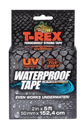 T-Rex Größe des wasserdichten Klebebands: 48 mm x 152 mm, mit R-Flex-Technologie. Ein starkes Klebeband, das unter Wasser funktioniert, versiegelt und repariert Lecks, schwarz. von T-Rex