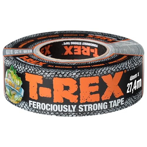 T-Rex Tape 821-00 Gewebeband – Extrem starkes Panzertape – Wasserdichtes Reparaturband für innen & außen – Klebeband zum Reparieren & Befestigen – 48mm x 27,4m Grau von T-Rex