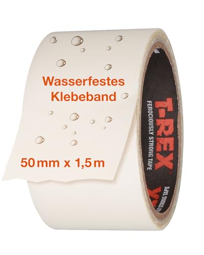 T-Rex Waterproof Klebeband Transparent – Wasserdichtes Panzerband – Ideales Abdichtband für Pools & Outdoor – UV- & hitzebeständig - 50mm x 1,5m von T-Rex