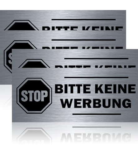 T TAKONE Bitte Keine Werbung Schild, 2 Pcs Briefkastenschild aus v2a Edelstahl, 70 X 30mm Selbstklebend und Rostfrei Keine Werbung Aufkleber für Briefkasten (4 PCS) von T TAKONE