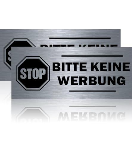 T TAKONE Bitte Keine Werbung Schild, 2 Pcs Briefkastenschild aus v2a Edelstahl, 70 X 30mm Selbstklebend und Rostfrei Keine Werbung Aufkleber für Briefkasten von T TAKONE