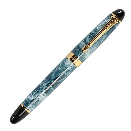 Jinhao X450 Füllfederhalter, blauer Marmor, mittlere Feder, Goldverzierung, 16 Stile von tooloflife