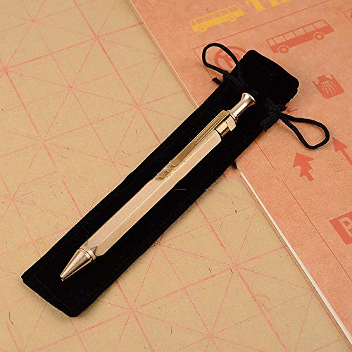 Messing-Kugelschreiber Massiver Messing-Stift Taschenfüller Filigraner Signaturstift poliertes Messing Bolt-Action Stift für Geschenk Schule Büro von T&F