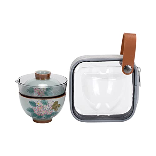 Blau-weißes Teaset Teaset handgefertigt Pfingstrose blau glasiert Teekanne Keramik 1 Topf 4 Tassen Tee Teezeremonie Kung Fu Puer Reise Teeset von T7anpmmazz