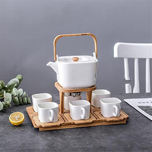 Quadratisches weißes Keramik-Kaffeeset Tee-Set Teekanne Teekanne Kaffeetasse Teetasse europäische Kaffeetasse (Color : White, Size : White Size : White von T7anpmmazz