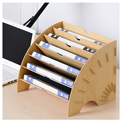 Schreibtisch-Organizer-Tablett aus Holz, für Büro, Schreibtisch, Aktenordner, Regalhalter für Papier, Briefe, Post, Zeitschriften und Dokumente, 6 Schichten (Farbe: Blau) (Weiß) (Beige) von T7anpmmazz