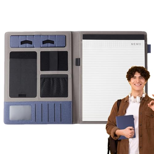 PU-Leder-Padfolio, Konferenz-Dokumenten-Organizer – Notizblock im Lieferumfang enthalten, professioneller PU-Leder-Padfolio-Dokumenten-Organizer für Lebenslauf, Tablet, Telefon von TABSIRAH