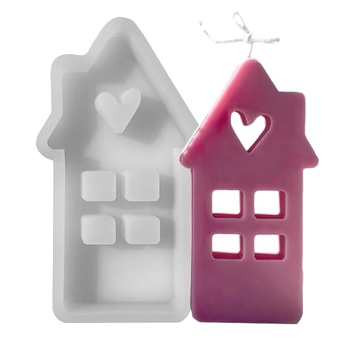 Silikonform Haus | Epoxidharz-Gussform | Valentinstags-Herz-Kerzenformen | Hausförmige Harzform mit Harz-Silikon für ästhetische Heimdekoration von TABSIRAH