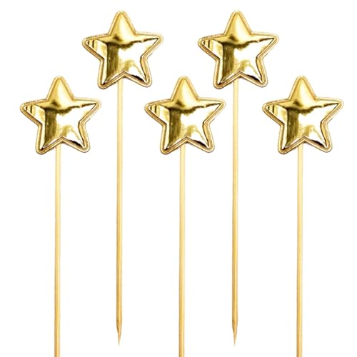 Stern-Cupcake-Topper – 5 x glitzernde Stern-Cupcake-Picker – glitzernde Kuchendekoration – Geburtstagskuchenaufsatz für Jungen – Lebensmittelqualität Lebensmittel-Kuchendekoration Pfahl Glitzer von TABSIRAH