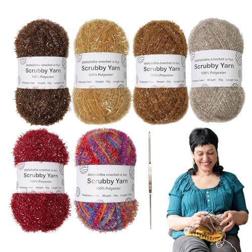 TABSIRAH Scrubby-Garn – Schrubbgarn für Geschirrtücher – 100 % Polyester, verschiedene Farben, Häkeln, Weben, Schrubby-Polyester, stabil für Geschirrtücher von TABSIRAH