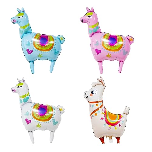 4pcs Lama Folie Ballons, TACYKIBD Lama Alpaka Gehen Haustier Ballon, riesige Tier Folie Ballons Mylar Folie Ballon für Baby Dusche Kinder Geburtstag Party Dekoration Supplies von TACYKIBD