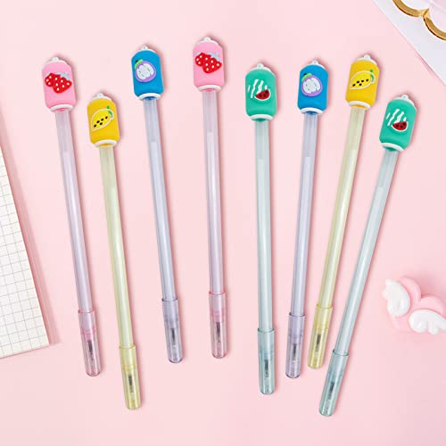 TACYKIBD 8PCS Karikatur Lustige Stifte, Süße Kugelschreiber, 0.5mm schwarzer Gel Stift Schreibstift, Rollerball Stifte für Schüler Kinder Geschenke Schreibwaren Büro Schulen Zubehör von TACYKIBD