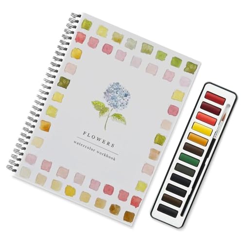 Tadayim Aquarell Workbook Set, Anfänger-freundliche Vögel Aquarell-Arbeitsmappen für Erwachsene, 12 Farben Aquarellfarbe mit Pinsel für Kinder von TADAYIM