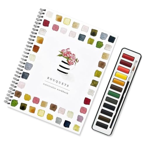 Tadayim Aquarell Workbook Set, Anfänger-freundliche Vögel Aquarell-Arbeitsmappen für Erwachsene, 12 Farben Aquarellfarbe mit Pinsel für Kinder von TADAYIM