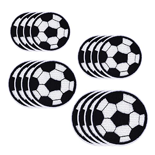 16 Stück Fußball-Stickerei-Patches, Cartoon-Fußball-Stoffaufkleber, Kleidungsflicken, Kinder-Cartoon-Dekoration, waschbare Aufbügelflicken, austauschbar, wiederverwendbar von TAFACE