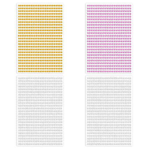 3000 Stück Aufkleber aus Strass Gold und Silber, Aufkleber aus Kunststoff für Edelsteine, runde Aufkleber aus Kristall, bunte Strassaufkleber (3 mm) von TAFACE