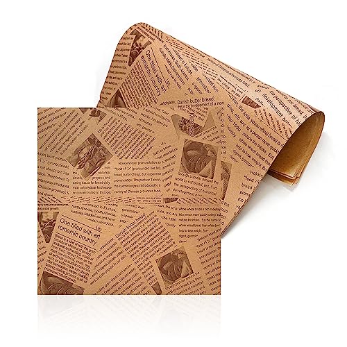 50 Blatt bedrucktes Vintage-Geschenkpapier, fettdichtes Verpackungspapier, umweltfreundliches Druckpapier, Küchenutensilien, für Brot, Kuchen von TAFACE