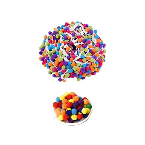 Pompon-Band, 5,46 cm lang, mit 50 Pompons, bunte Kugelverzierung, Pompon mit Kugeln, Band mit Bommel, Band, Kostümzubehör von TAFACE