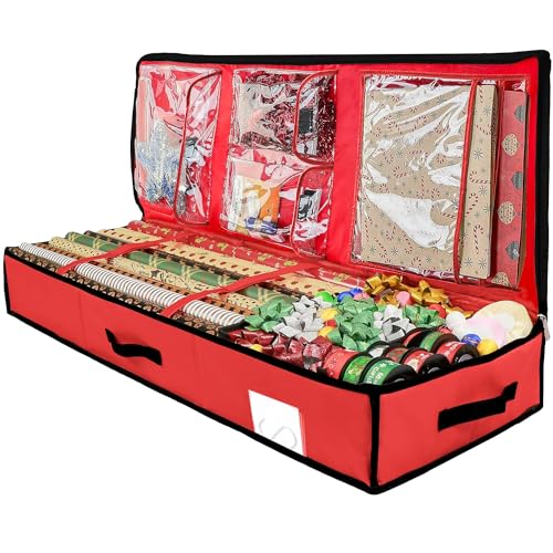 TAHAVICE Geschenkpapier Aufbewahrungstasche für 26 Rollen, Geschenkpapier Organizer Groß 600D Oxford-Gewebe Reißfest und wasserdicht, Aufbewahrung Geschenkpapierrollen 100x35x14cm von TAHAVICE