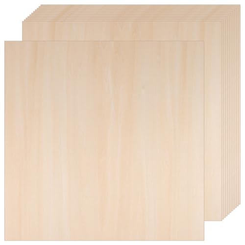 TAICHEUT Quadratische Sperrholzplatten, 300 x 300 x 2 mm, Holzfarbe, blanko, Lindenholz, unlackierte Bassholzplatte für Heimwerker, Basteln, Malen, Holzgravur, 12 Stück von TAICHEUT