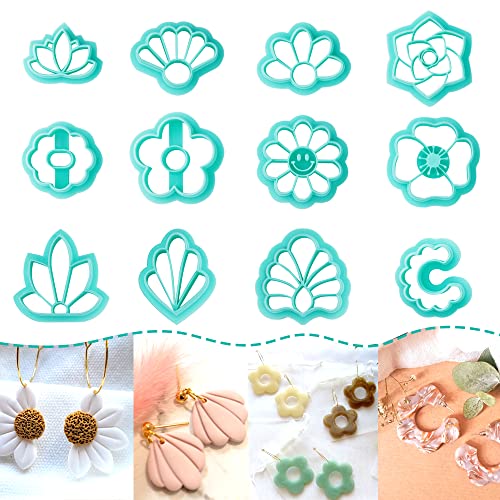 TAINSKY Blumenform-Modelliermasse-Ausstechform-Set, 12 Formen, Ton-Ohrringe, Ausstecher für Polymer-Ton-Schmuck, Kunststoff-Ton-Ohrringschneider für Polymer-Ton-Schmuckherstellung TAINSKY Blumenform-Modelliermasse-Ausstechform-Set, 12 Formen, Ton-Ohrringe, Ausstecher für Polymer-Ton-Schmuck, Kunststoff-Ton-Ohrringschneider für Polymer-Ton-Schmuckherstellung von TAINSKY