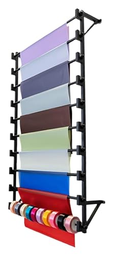 Spulenbandständer, Bandhalter-Organizer-Rack, Bänder-Spulen-Aufbewahrungs-Organizer/Geschenkpapier-Ständer mit 10-lagiger Stange, for Bastel- und Nähzimmer-Vinylrollen(100x20x120cm) von TAIPINGOZ