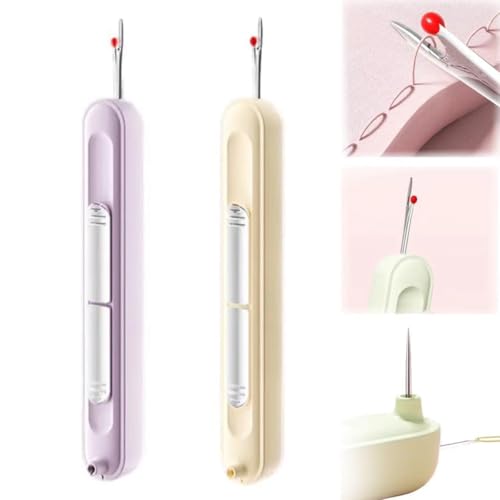 TAITUS 2-in-1-Nadeleinfädler und Nahttrenner, Nähset für Quiltzubehör, Upgrade-Plug-in-Nadeleinfädler, dehnbarer Nadeleinfädler, Nadeleinfädlerwerkzeug zum Nähen, Sticken, Stichentfernung (PY,2PC) von TAITUS