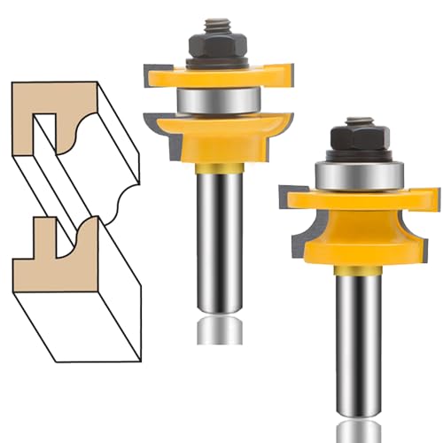 TAIWAIN 1/2-Zoll-Schaft-Fräser-Bit, erhöhte Panel-Schranktür mit Rückschneider, rund, Nut-Zungenschneider, Werkzeug, Türfräser-Bits, CNC-Fräswerkzeug für Holzbearbeitung (F-1-2DH2QD-LS) von TAIWAIN-BRAND