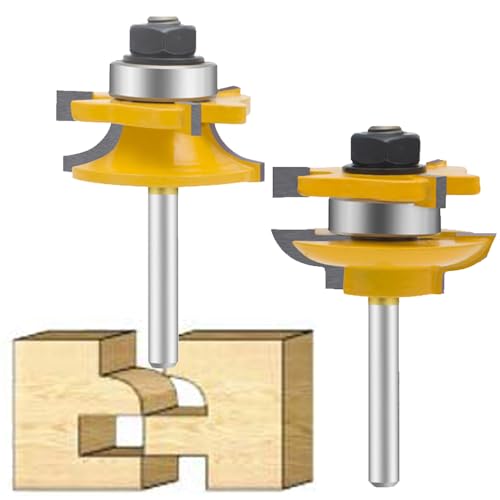 TAIWAIN 1/4-Zoll-Schaft Fräser-Bit-Schiene und Stile, Hartmetall-Holzfräswerkzeug, runde über erhöhte Paneel-Türform-Bits, Holzbearbeitungs-Rillen-Zungenschneider-Werkzeug (F-DH2YJ-LS) von TAIWAIN-BRAND