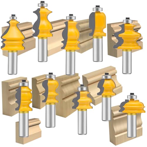 TAIWAIN Fräser-Bits Sets 1/4-Zoll-Schaft, 37-teiliges Set für Türen und Schubladen, professionelle Holzbearbeitung, Gehrungsrahmen, Kronenformung, Holzfräser, Werkzeug (S-Form) von TAIWAIN-BRAND