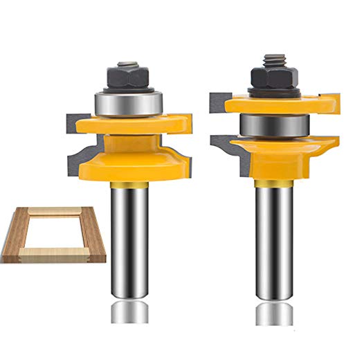 TAIWAIN Fräser-Bits mit Schiene und Stile, rund über erhöhte Paneele, Schranktür, Nutfräswerkzeug, Holzbearbeitungsschneider, hartmetallbeschichtetes Werkzeug-Set (F-ZJ2QD-LS) von TAIWAIN-BRAND