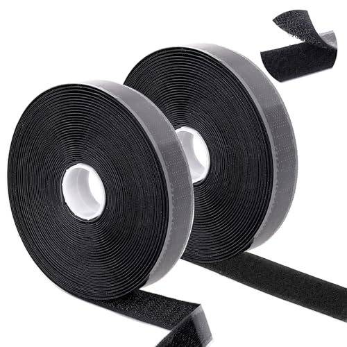 Klettband Selbstklebend, 10M x 16mm Klettband Selbstklebend Extra Stark, Doppelseitig Klebende mit Klettverschluss Selbstklebend für Wände Boden Tür Gläser Metalle Keramikfliese, Schwarz von TAIXING