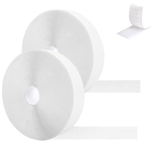 TAIXING Klettband Selbstklebend, 10M x 20mm Extra Stark Doppelseitiges Klett klebeband, Klettverschluss Selbstklebend für Wände und Boden, Tür, Gläser, Metalle(Weiß) von TAIXING